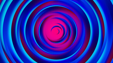 Pink purple neon circles abstract background.3D illustration with paper cut style.