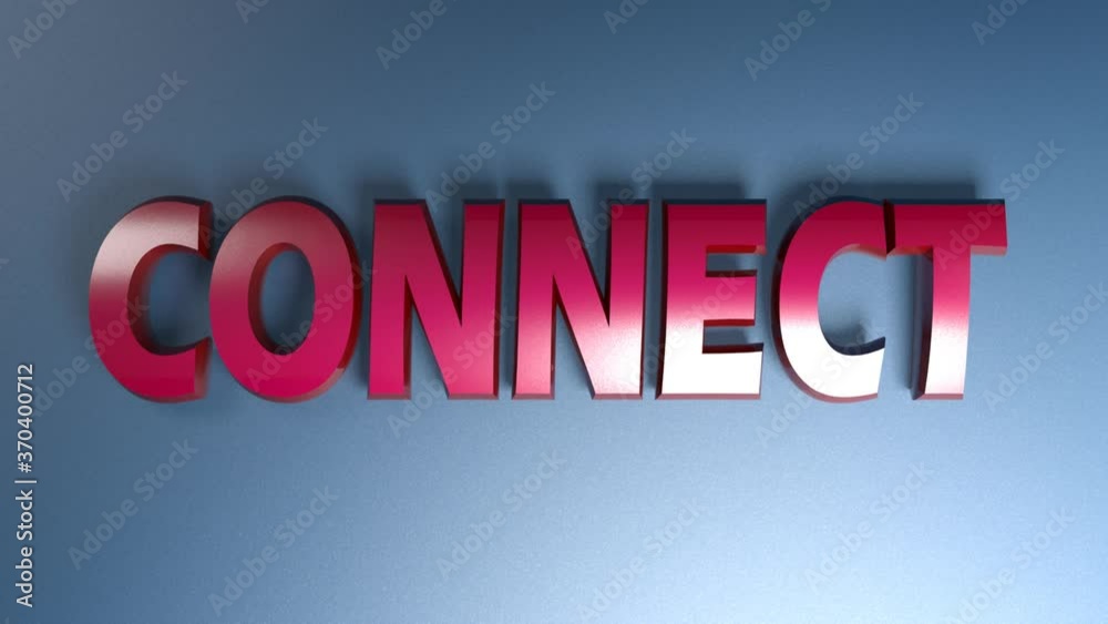 Poster the write connect in metallic red letters on blue shiny background with two horizontal bars going fr