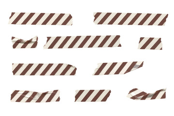 Vector striped wrinkled washi tape stripes set