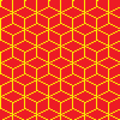red and gold pattern background. Vector texture. Pixel art background.