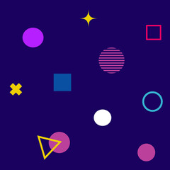 Abstract colorful pattern in trendy memphis style. Background for printing brochure, poster, vintage textile design, cover, banner. Retro 80's - 90's style. Eps 10 vector illustration.