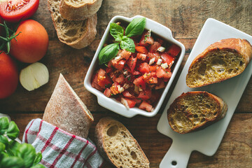 Italian appetizer - fresh and aromatic bruschetta