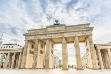 Fototapeta na wymiar Berlin - Brandenburg Gate at cloudy day, Germany