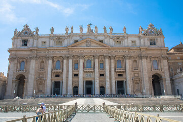 Fototapeta na wymiar Views of Saint Peter's Basilica, Piazza San Pietro (translates as Saint Peters Square), Vatican City
