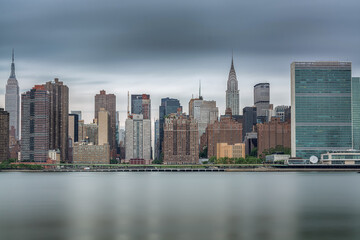 Fototapeta na wymiar Dramatic Clouds Over Midtown Manhattan Skyscrapers, New York City