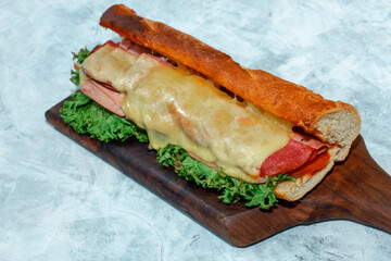 sandwich with ham and vegetables