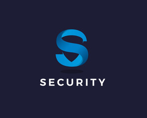 Minimal s letter security logo template - vector illustration