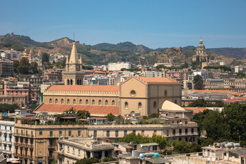 Fototapeta na wymiar A view of Messina featuring the Cathedral, Sicily, Italy