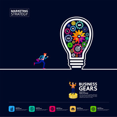 Gears creative idea set for business vector illustration.