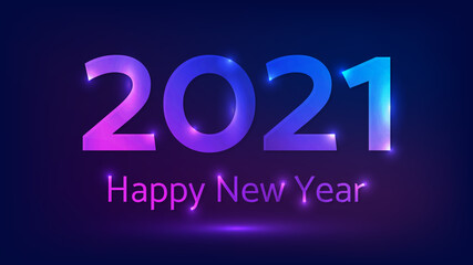 2021 Happy New Year neon background