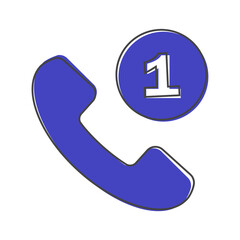 Handset vector icon. Missed call Phone icon  cartoon style on white isolated background.