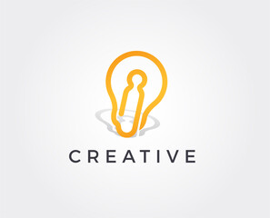 minimal idea bulb logo template - vector illustration