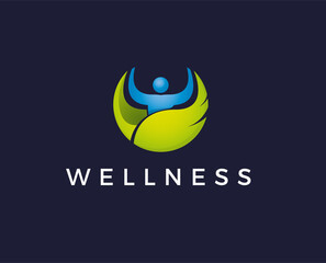 minimal wellness logo template - vector illustration
