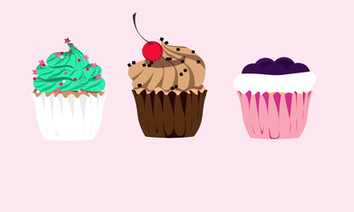 vector illustration of cupcakes