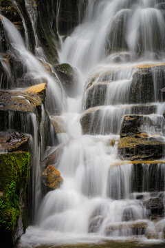 Estatoe Falls, a stairstep style of waterfall, in Rosman, NC.