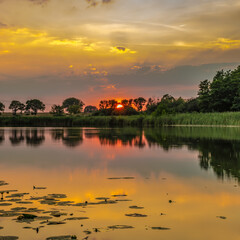sunset over the river