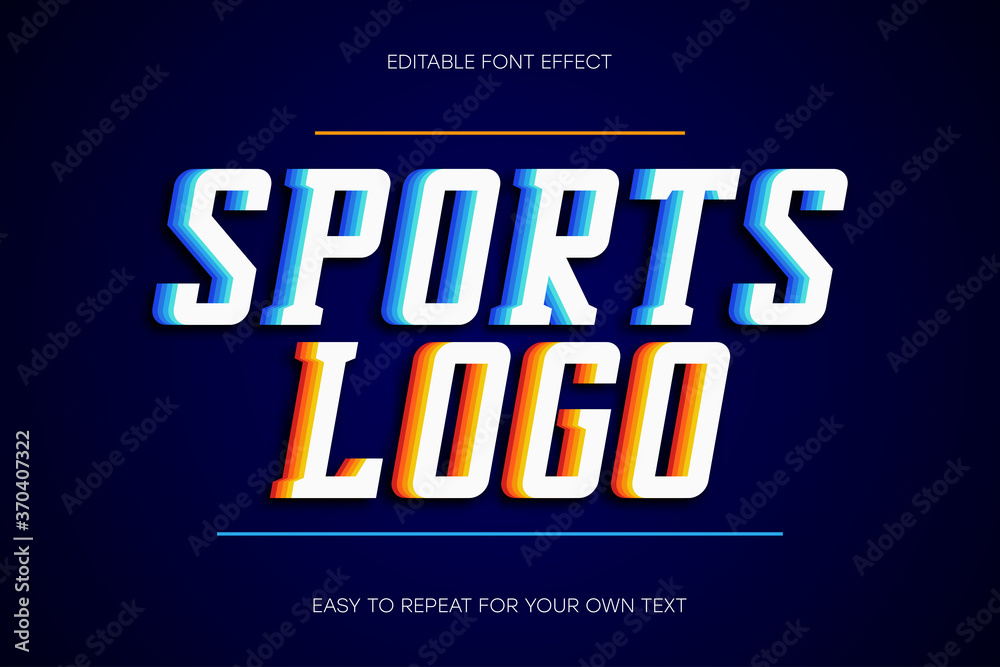 Poster sport text effect, college style text sans-serif with shadow. colorful editable font effect. vector