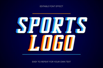 Sport text effect, college style text sans-serif with shadow. Colorful editable font effect. Vector