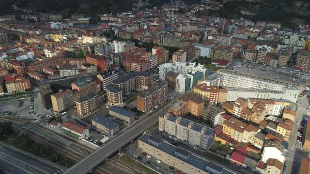 Mieres, village in Asturias,Spain. Aerial Drone Footage