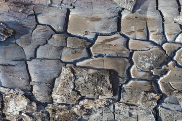 Details on the surface of charcoal after campfire background 