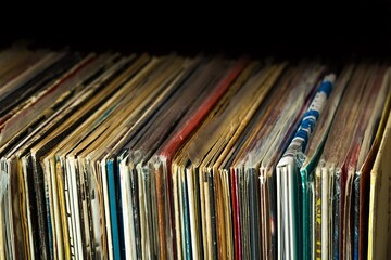 Vinyl Collection on the Black Background