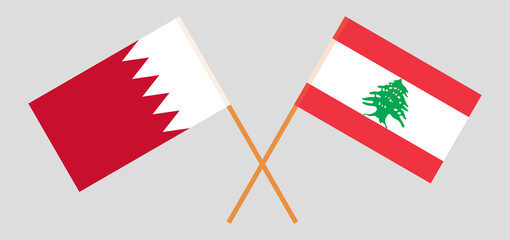 Crossed flags of Lebanon and Bahrain