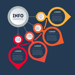 Business presentation concept with 4 options. Infographic of technology or education process with four steps. Brochure design template. Vector.