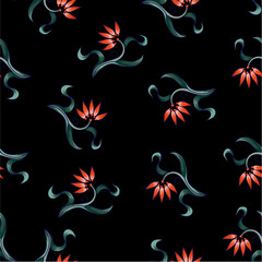 Fototapeta na wymiar Seamless pattern with flowers in art deco style. Modern trendy print.