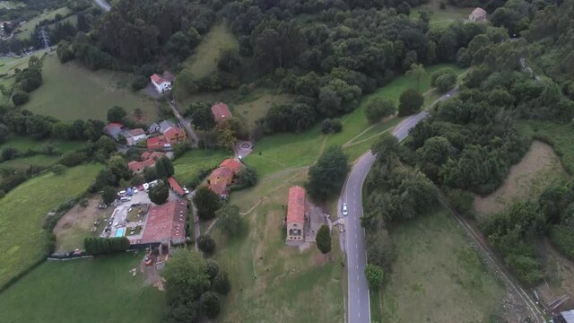 Romanesque Church. San Miguel De Lillo. Oviedo Asturias, Spain. Aerial Drone Footage