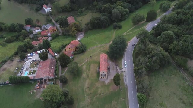 Romanesque Church. San Miguel De Lillo. Oviedo Asturias, Spain. Aerial Drone Footage