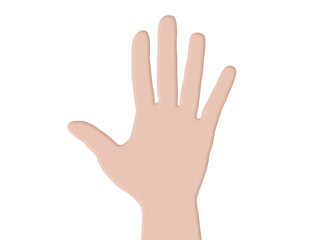Hand showing number five isolated on white background. Illustration of hand with clipping mask.