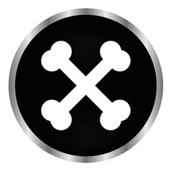 two crossed bones on a black button