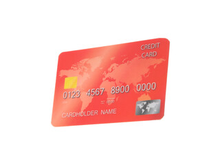 Red plastic credit card isolated on white