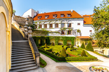 Vrtbovska garden - beautiful baroque garden multiple terraced platforms, Lesser Town of Prague,...