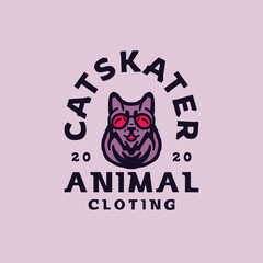 Cat animal Skater Illustration Vector T-shirt Design