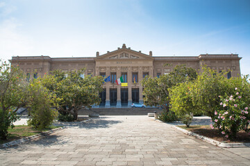 Obraz premium Messina Town Hall, Piazza Unione Europea (Translates as European Union Square), Sicily, Italy
