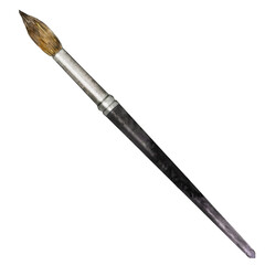 Watercolor round brush isolated on white. Hand drawn painting tool for artist or make up application. Illustration of art supply. Drawing material for creative, school design, craft and hobby.