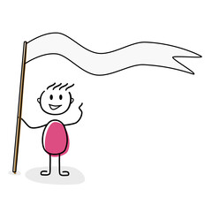 Comic Style Mann mit Fahne als Vektor Grafik mit Strichm&auml;nnchen aus verschiedene Bereichen. Verwendbar f&uuml;r Pr&auml;sentationen, Graphiken, Poster oder Logos.