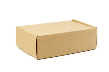 close-up single carton box isolated on white background