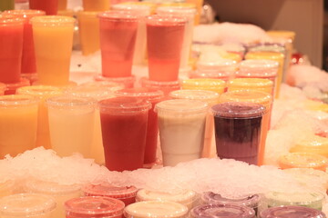 Fresh made smoothies on ice