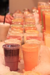 Fresh made smoothies on ice