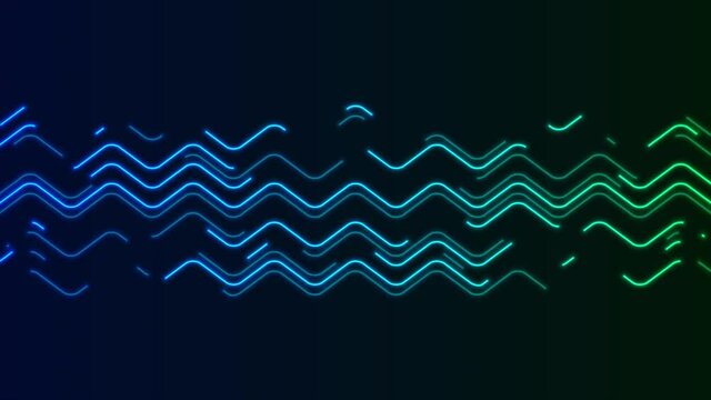 Futuristic abstract technology motion background with zig zag neon lines. Seamless looping. Video animation Ultra HD 4K 3840x2160
