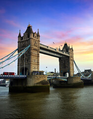 Fototapeta na wymiar Tower Bridge over the River Thames at sunset in London, UK.