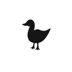 Vector hand drawn doodle duck silhouette isolated on white background