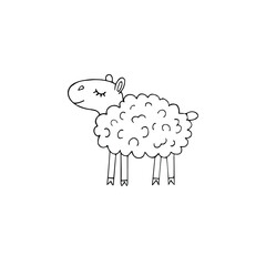 Vector hand drawn doodle sketch sheep isolated on white background