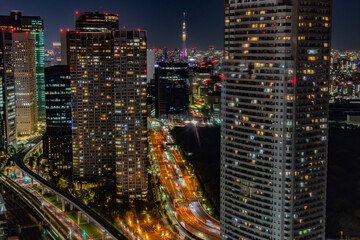 Fototapeta na wymiar Tokyo tower night view with city landscape