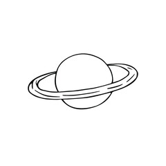 Vector hand drawn doodle sketch Saturn planet isolated on white background