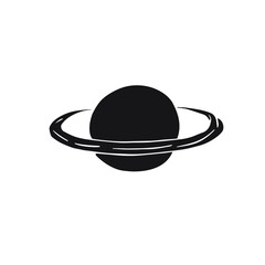 Vector hand drawn doodle sketch black Saturn planet isolated on white background