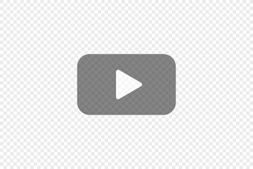 Transparent play button, simple icon for your design. Video symbol concept in vector flat