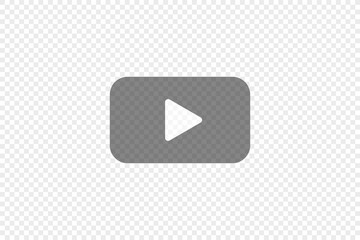 Transparent play button, simple icon for your design. Video symbol concept in vector flat